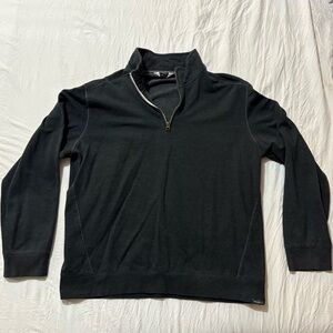 Eddie Bauer Men's Size Large Charcoal Gray Quarter-Zip Sweater Sweatshirt